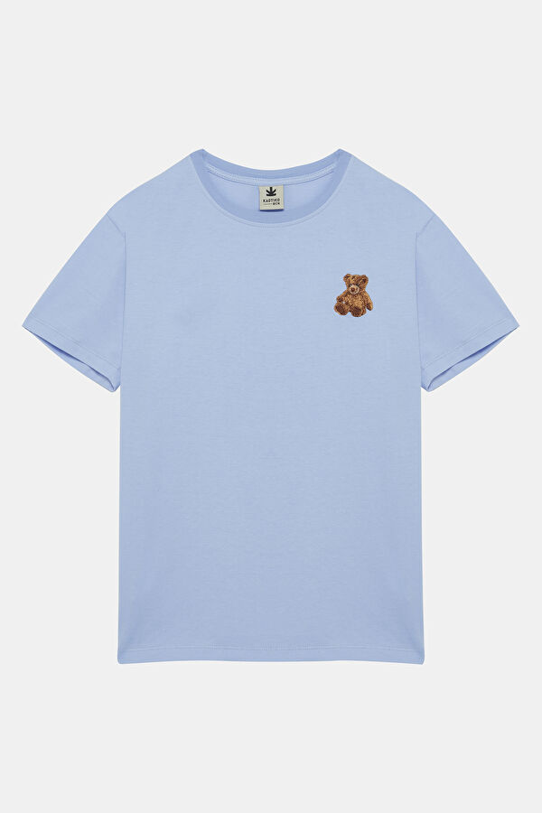 Relax Fit Light Blue Printed Tshirt