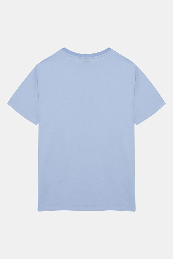 Relax Fit Light Blue Printed Tshirt 2