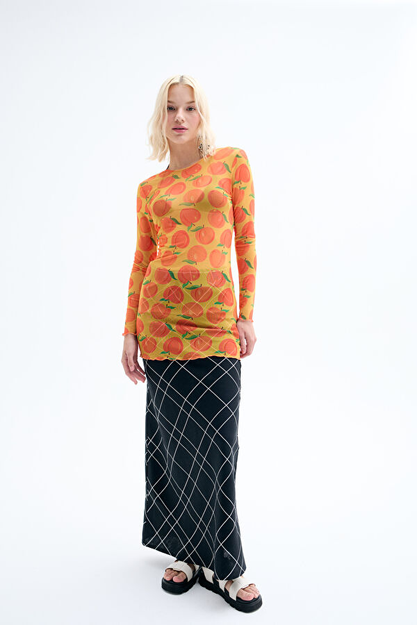 Black Patterned Women's Skirt