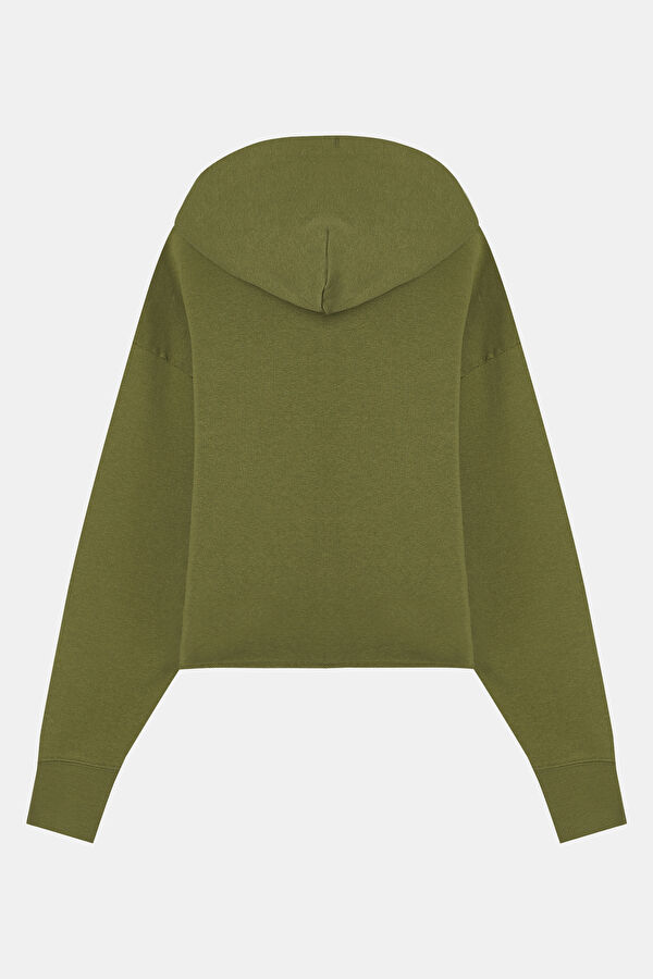 Haki Kapüşonlu Kadın Sweatshirt 4