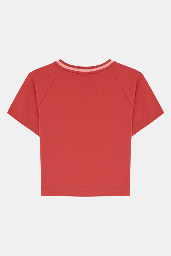 Palomo Dar Kalıp Kırmızı O Yaka Baskılı T-Shirt 5