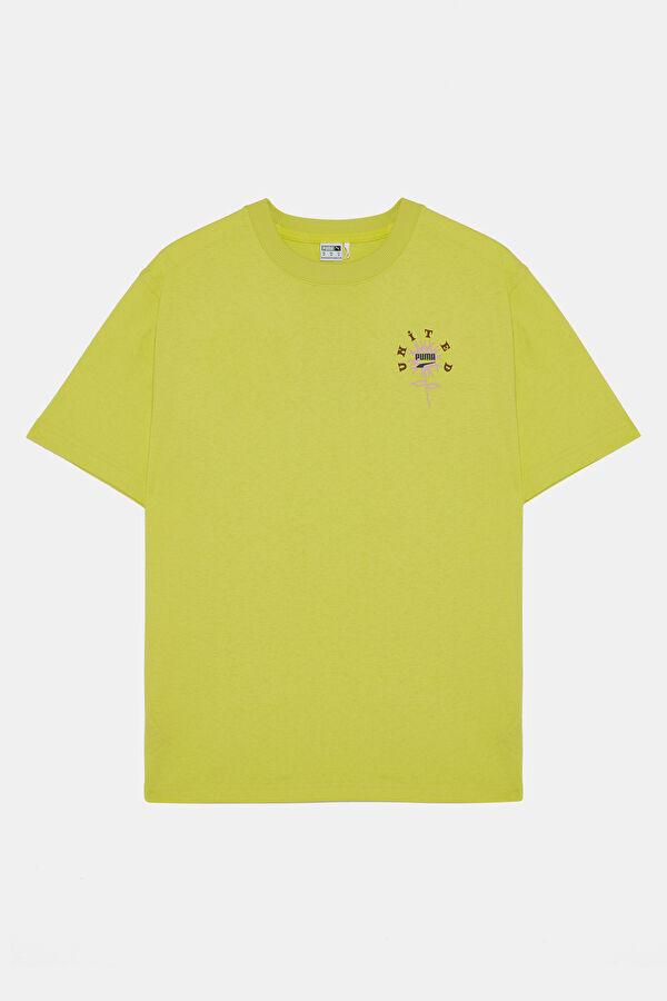 Relax Kalıp Sarı O Yaka Baskılı T-Shirt