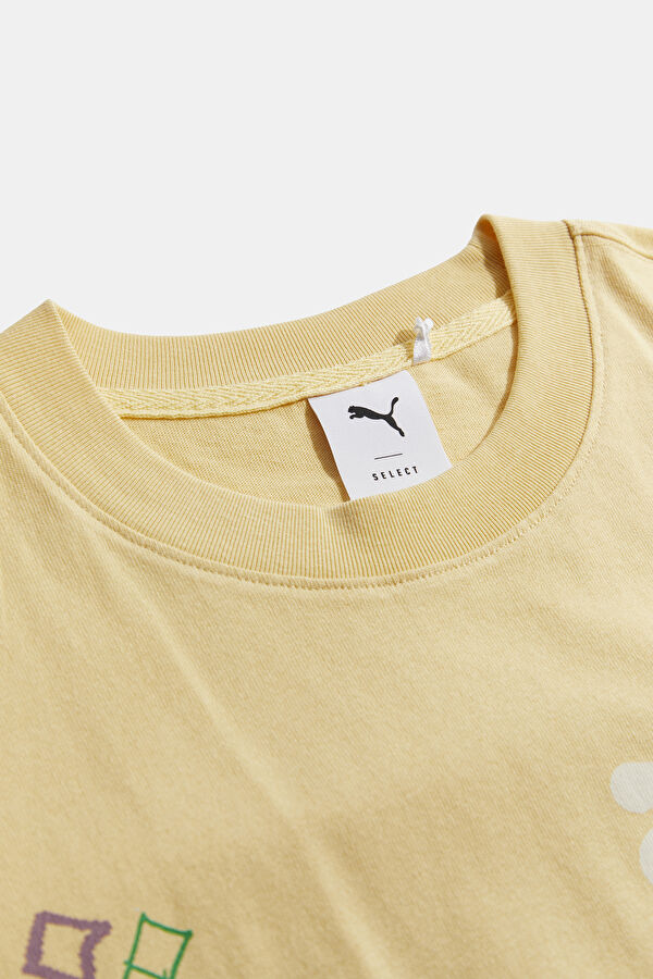Relax Kalıp Açık Sarı O Yaka Baskılı Kadın T-Shirt 3