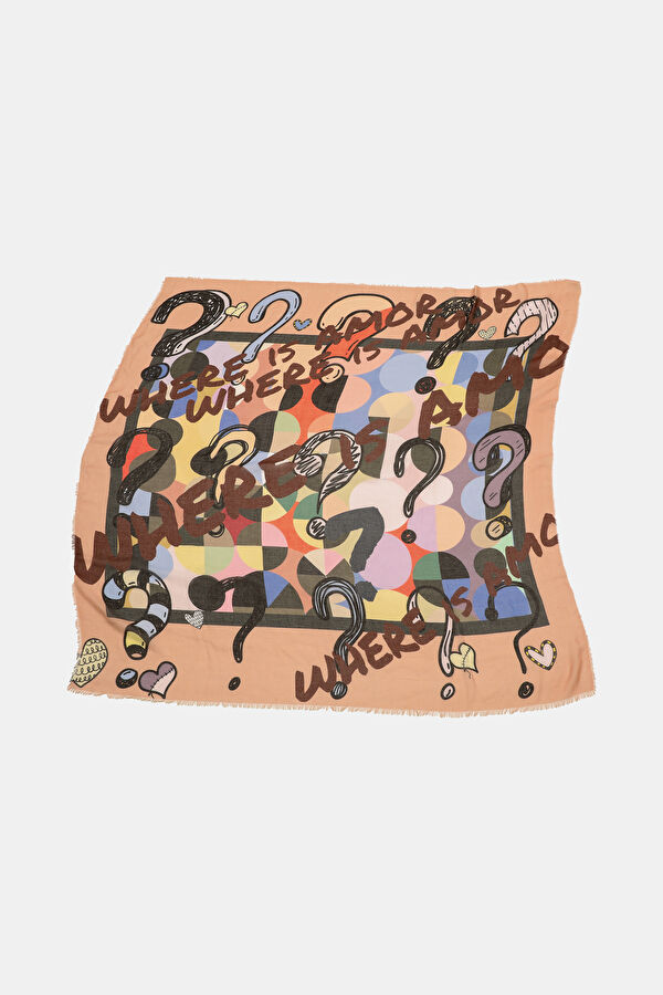 Light Brown Design Filled Scarf