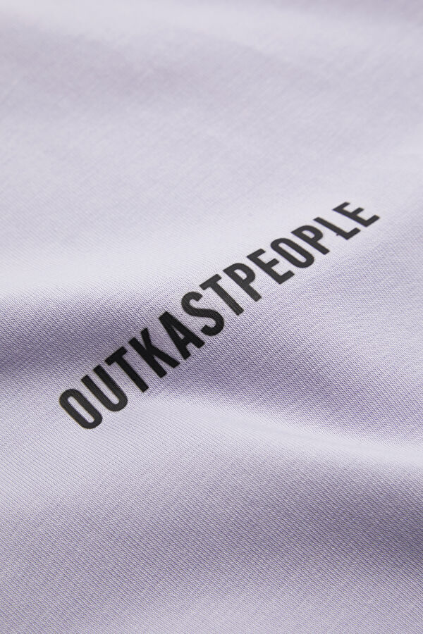 Oversize Mor Bisiklet Yaka Baskılı T-Shirt 7