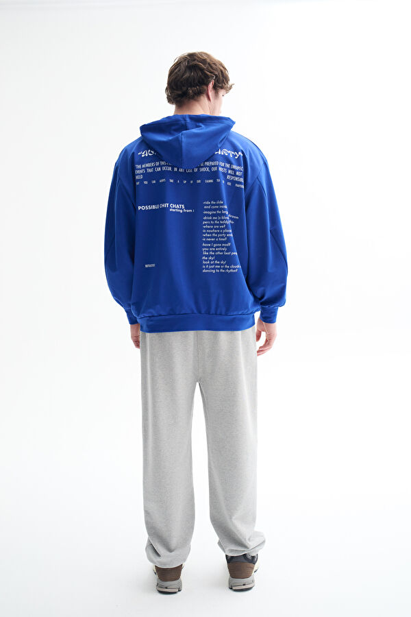 Blue Oversize Hooded Men's Sweatshirt 2
