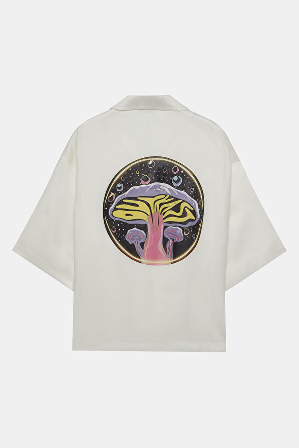 Oversize White Printed Men's Shirt 5