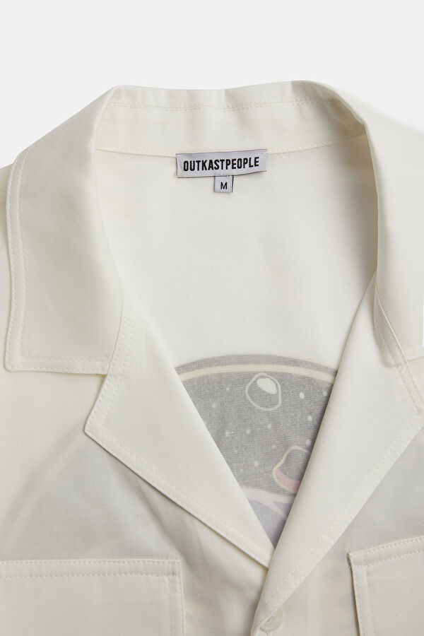 Oversize White Printed Men's Shirt 6