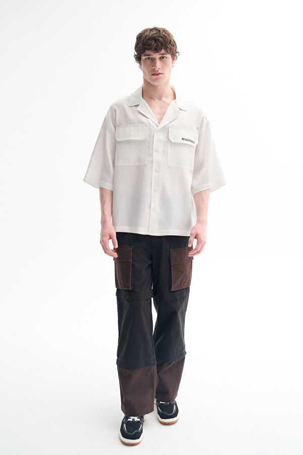 Oversize White Printed Men's Shirt 2