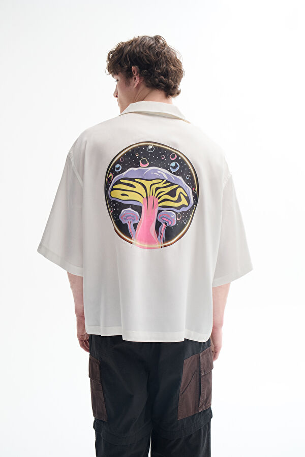 Oversize White Printed Men's Shirt 3