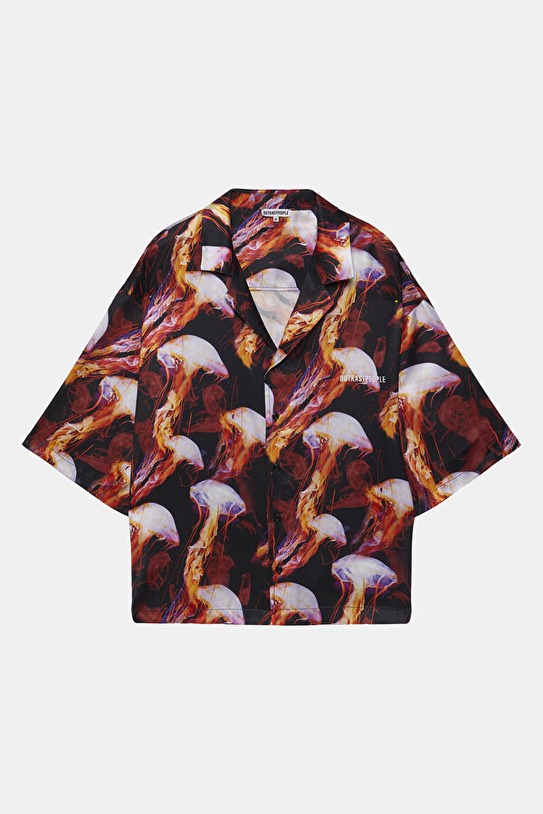 Oversize Çok Renkli Desenli Retro Erkek Gömlek 4