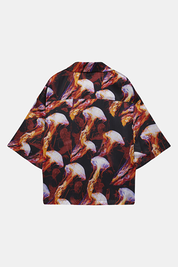 Oversize Çok Renkli Desenli Retro Erkek Gömlek 5