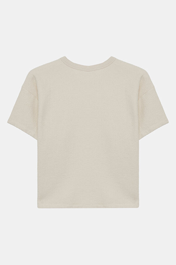 Ekru V Yaka T-Shirt 2
