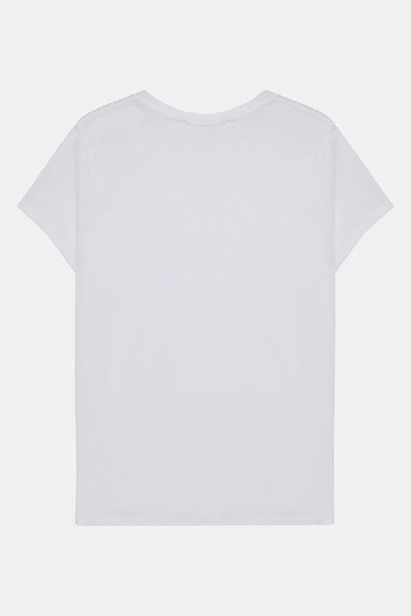 Beyaz V Yaka T-Shirt 2