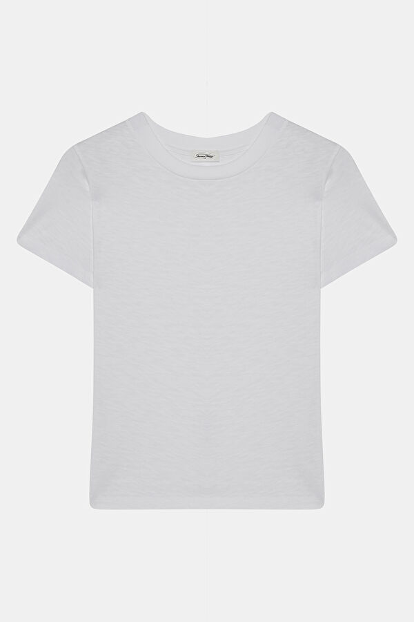 Beyaz Bisiklet Yaka T-Shirt