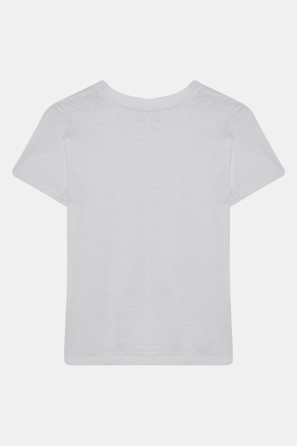 Beyaz Bisiklet Yaka T-Shirt 2