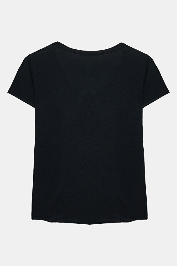 Siyah Kayık Yaka T-Shirt 2