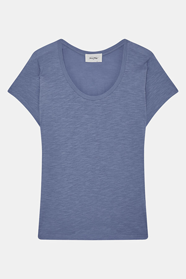 Lacivert Kayık Yaka T-Shirt