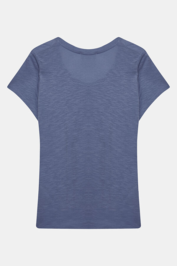 Lacivert Kayık Yaka T-Shirt 2