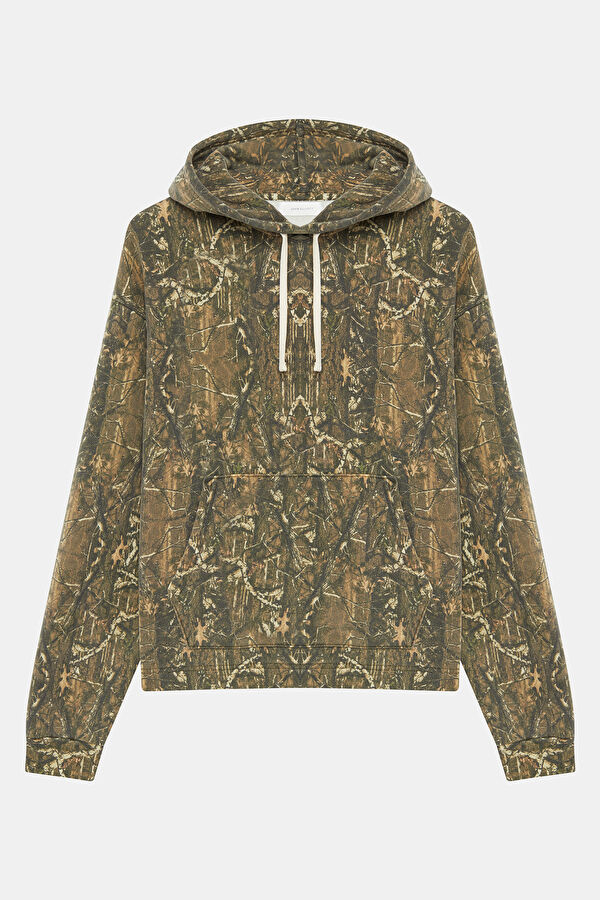 Çok Renkli Relax Kalıp Kapüşonlu Erkek Sweatshirt