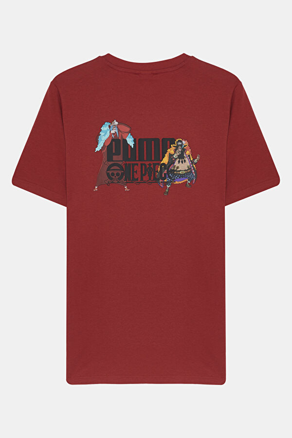 X One Piece Graphic Red Crew Neck Printed T-Shirt 2