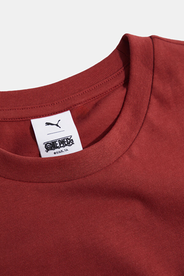 X One Piece Graphic Red Crew Neck Printed T-Shirt 3