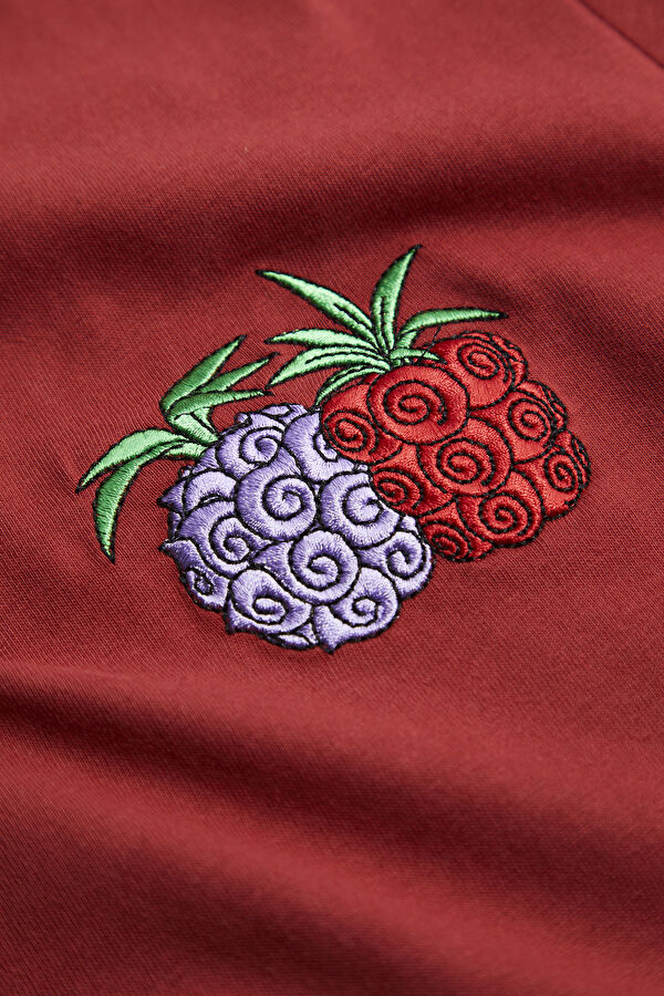 X One Piece Graphic Red Crew Neck Printed T-Shirt 4