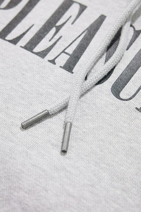 X Pleasures Gri Relax Kalıp Kapüşonlu Erkek Sweatshirt 4