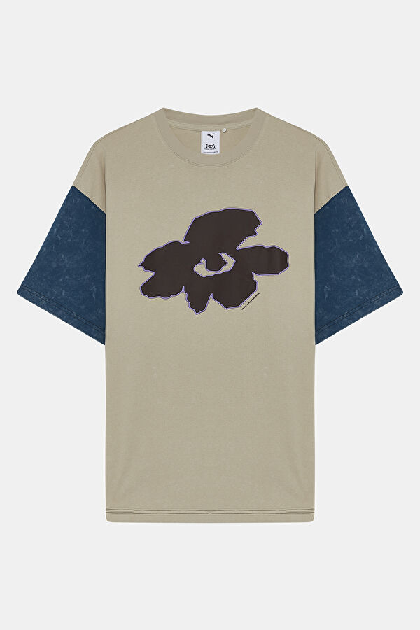 X Perks And Mini Beige Crew Neck Printed T-Shirt