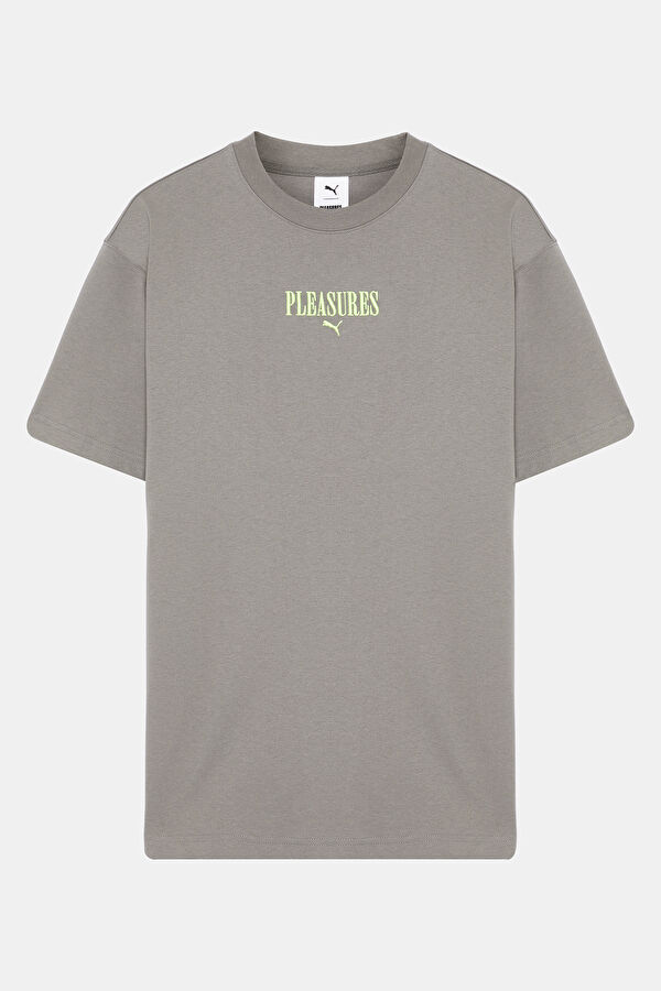 X Pleasures Graphic Relax Pattern Gray Crew Neck Printed T-Shirt