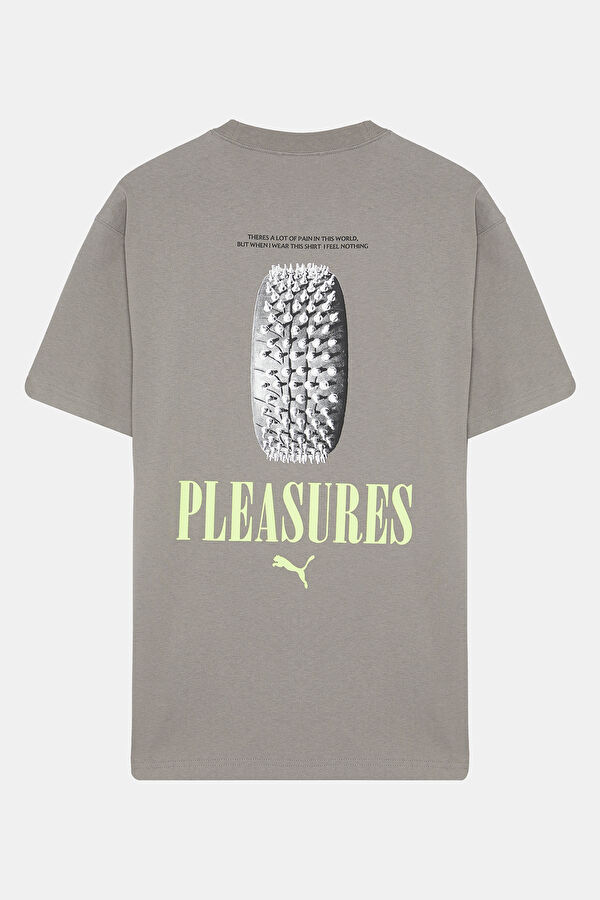 X Pleasures Graphic Relax Pattern Gray Crew Neck Printed T-Shirt 2