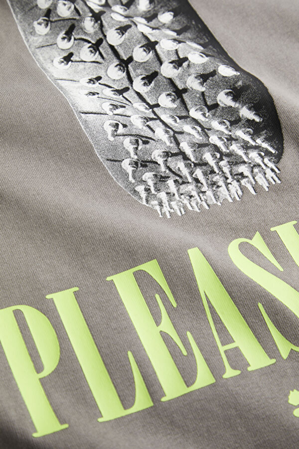 X Pleasures Graphic Relax Pattern Gray Crew Neck Printed T-Shirt 5