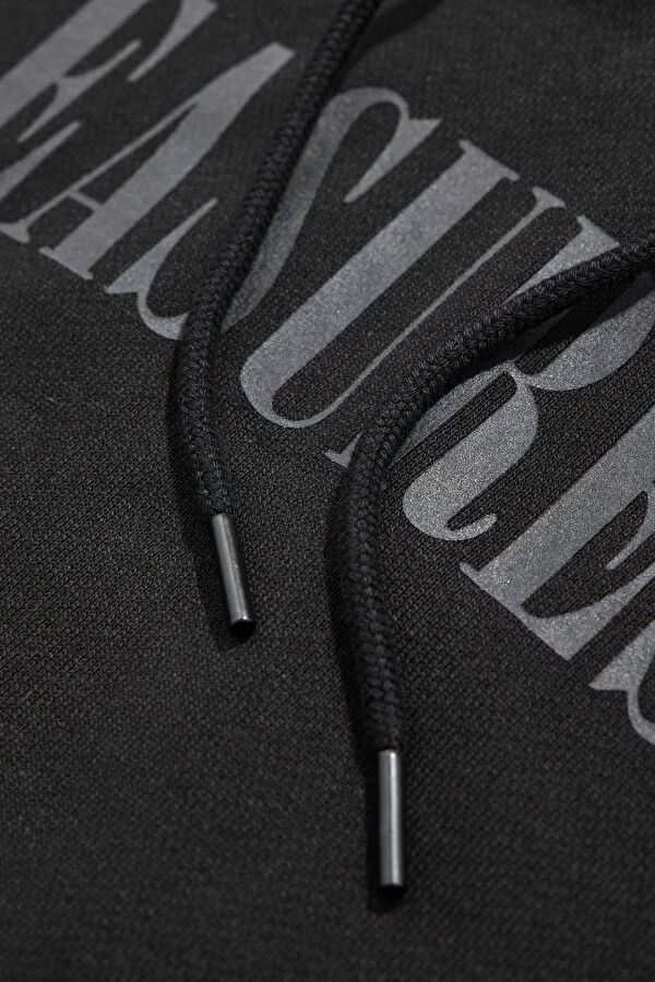 X Pleasures Siyah Relax Kalıp Kapüşonlu Sweatshirt 4