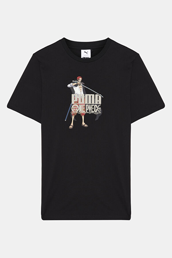 X One Piece Graphic Siyah Bisiklet Yaka Baskılı T-Shirt