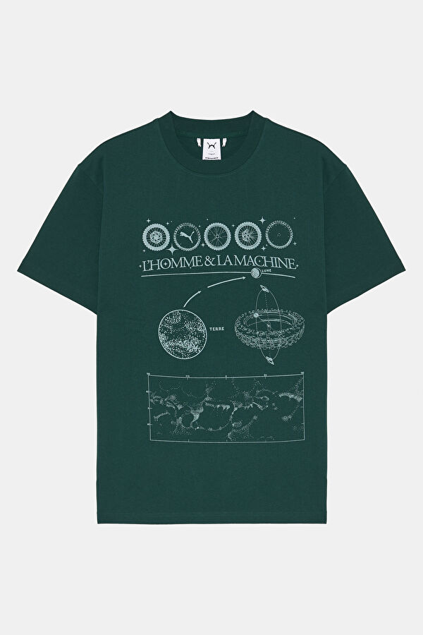 Green Crew Neck Printed T-Shirt