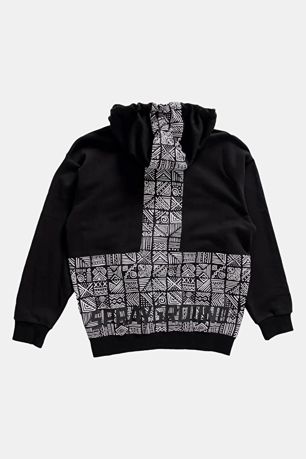 Siyah Relax Kalıp Kapuşonlu Sweatshirt 2