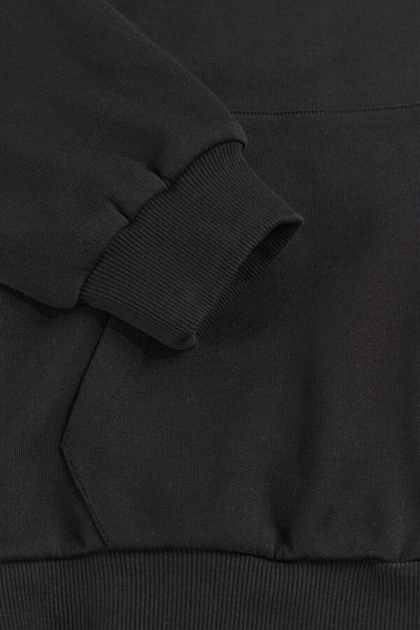 Siyah Relax Kalıp Kapuşonlu Sweatshirt 4