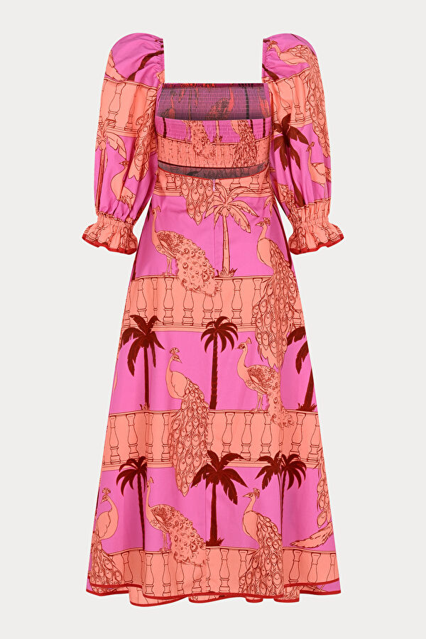 Pink Patterned Midi Women's Dress 2