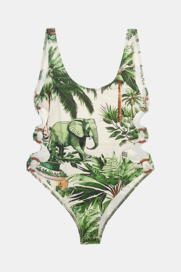 Green Patterned Swimsuit