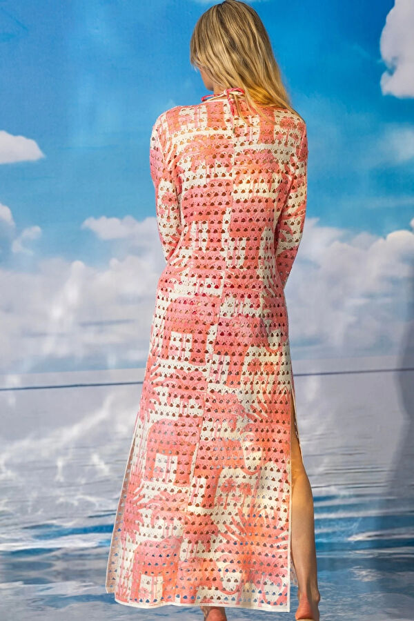 Pink Patterned Midi Women's Dress 5