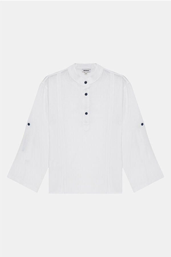 White Cotton/Linen Kids Shirt