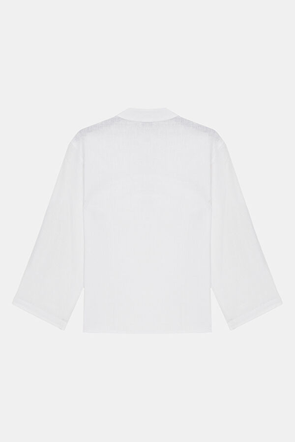 White Cotton/Linen Kids Shirt 2