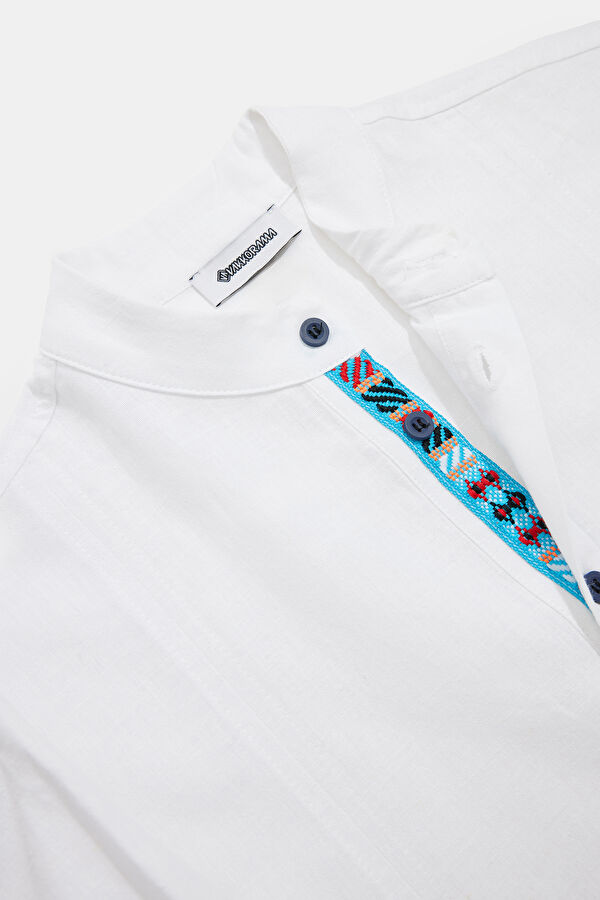 White Cotton/Linen Kids Shirt 3