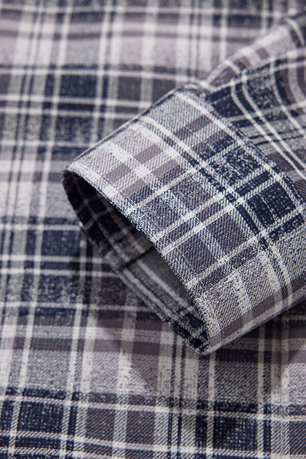 Navy Blue Plaid Regular Men's Shirt 5