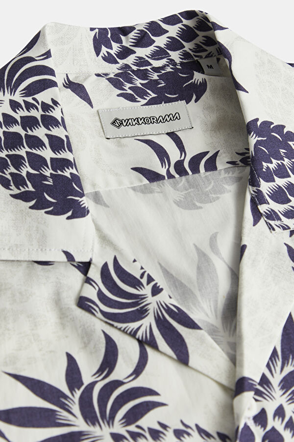 Off-White Patterned Resort Collar Men's Shirt 3