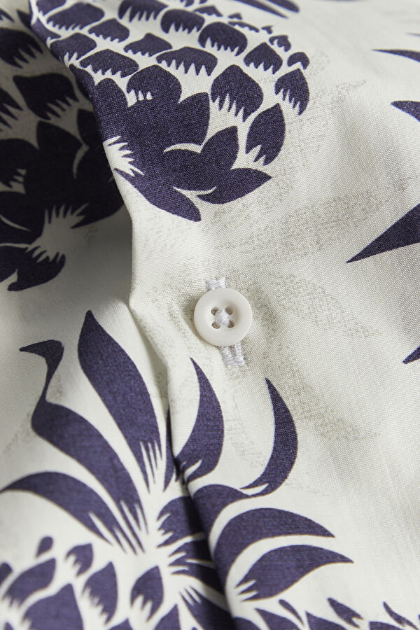 Off-White Patterned Resort Collar Men's Shirt 4