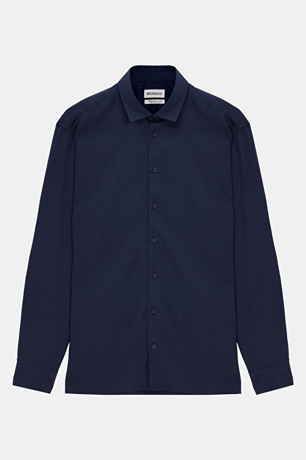 Navy Blue Regular Men's Shirt