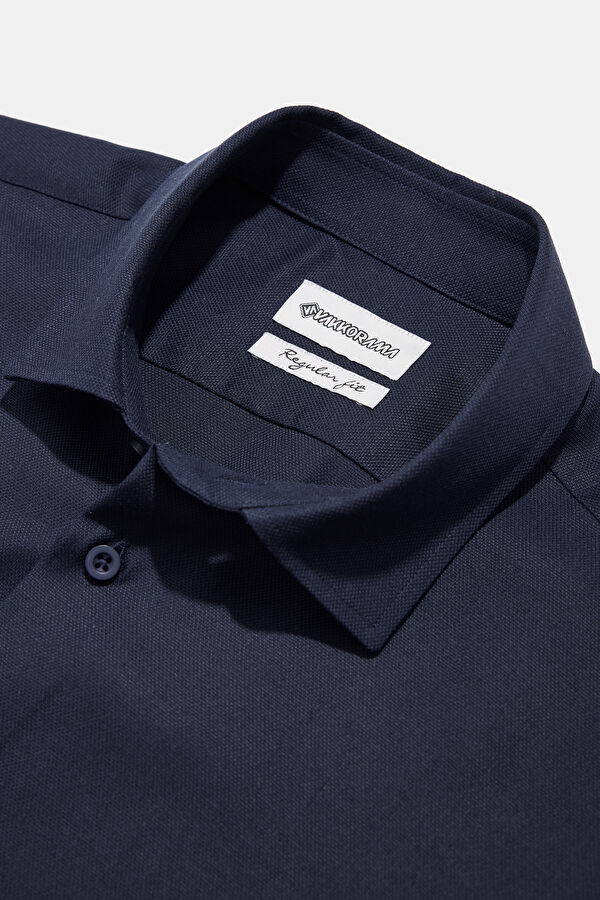 Navy Blue Regular Men's Shirt 3