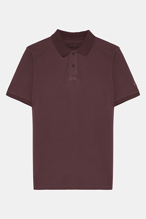 Plum-colored Polo Collar Men's T-Shirt