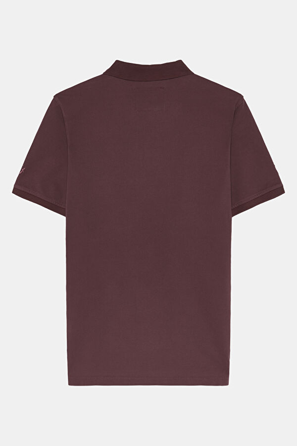 Plum-colored Polo Collar Men's T-Shirt 2